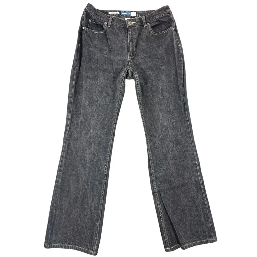 Liz Claiborne Dark Charcoal Washed Straight Leg Jeans
